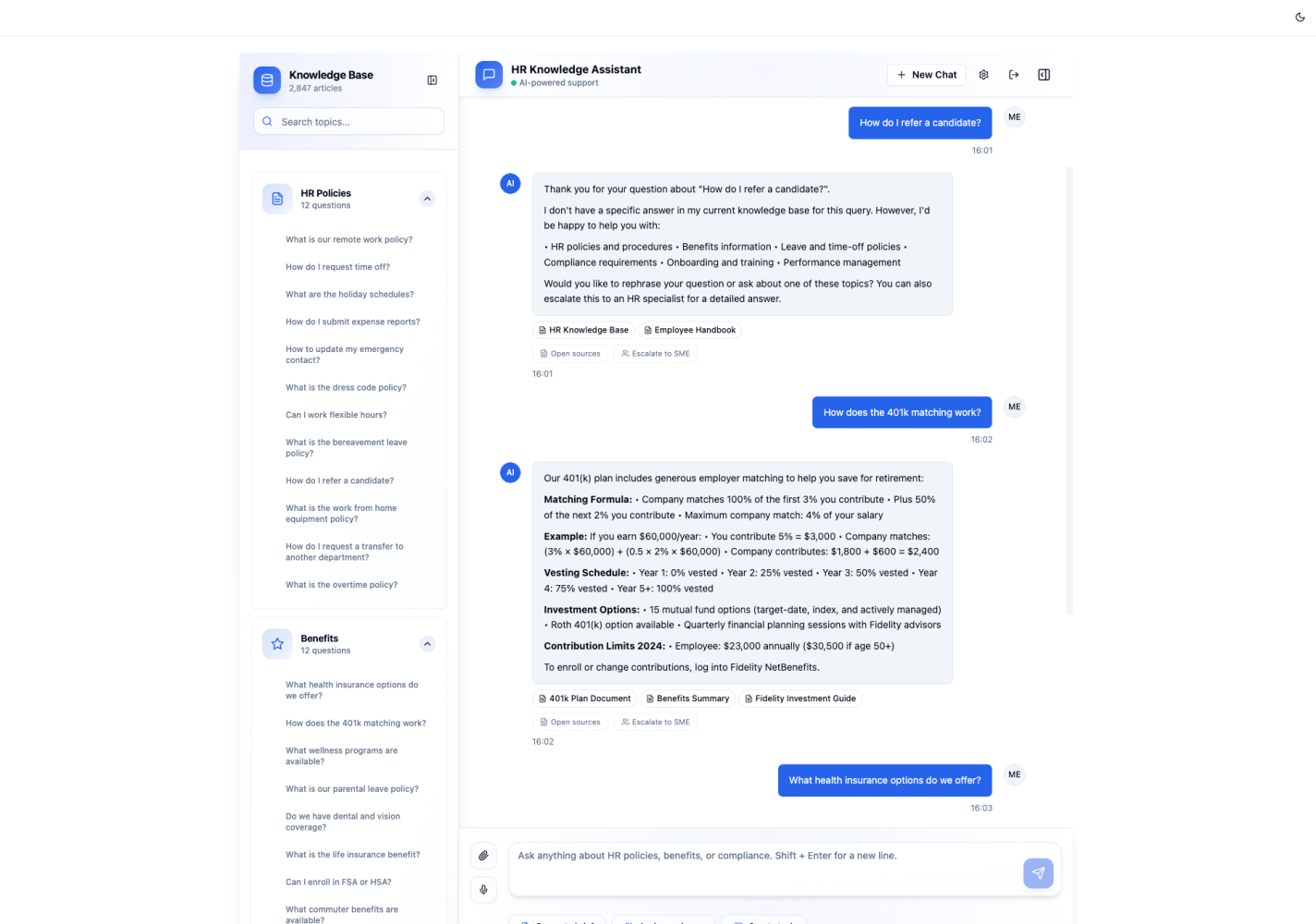 Loop 1 - Start smarter: domain experts publish clickable starter questions